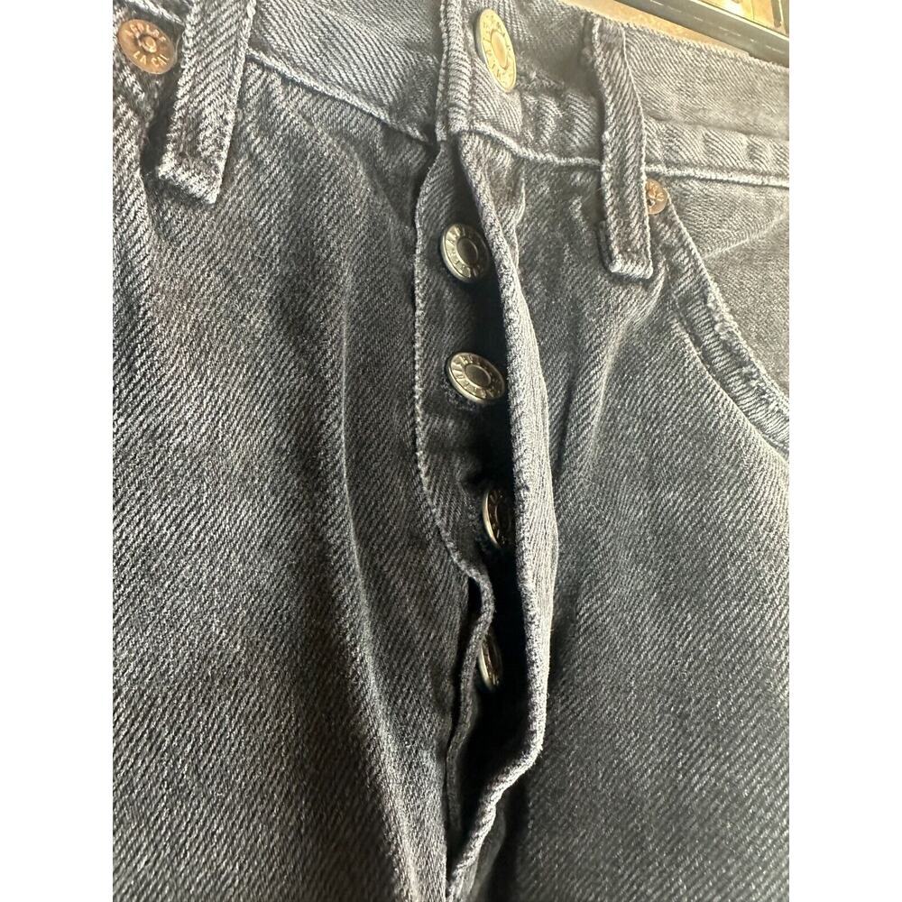 Agolde Parker Short Cut Off Raw Hem Distressed Shorts Button Fly Black Size 23 - Picture 11 of 13